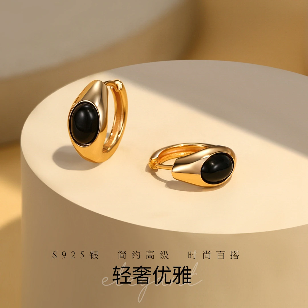 BRI.R/佰色传情 925银耳饰 重工轻奢高级感法式圆圈女耳扣ins耳环