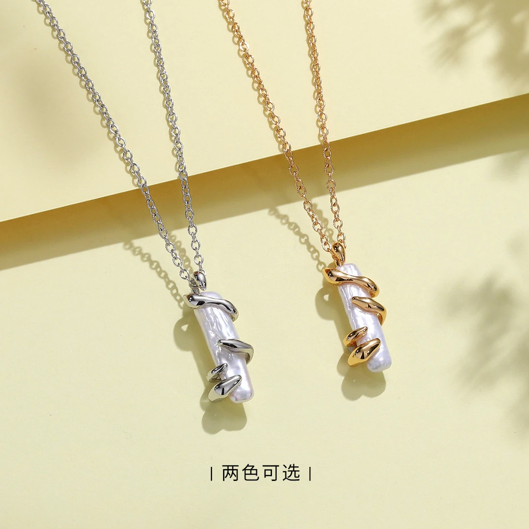 BRI.R/佰色传情 925银耳饰 小众设计感法式欧美节节高升项链两色