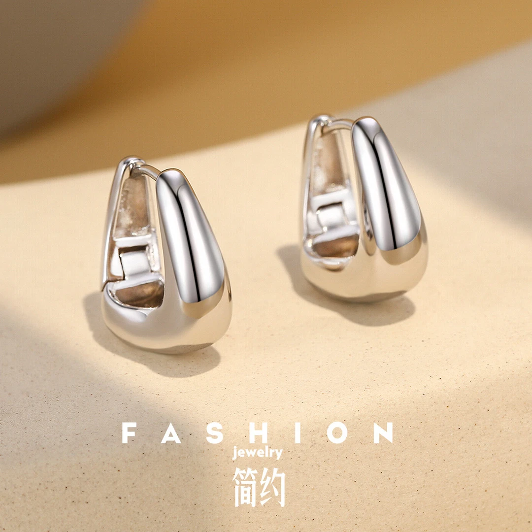 925银耳饰 时尚气质简约百搭个性女耳扣耳环耳圈耳饰