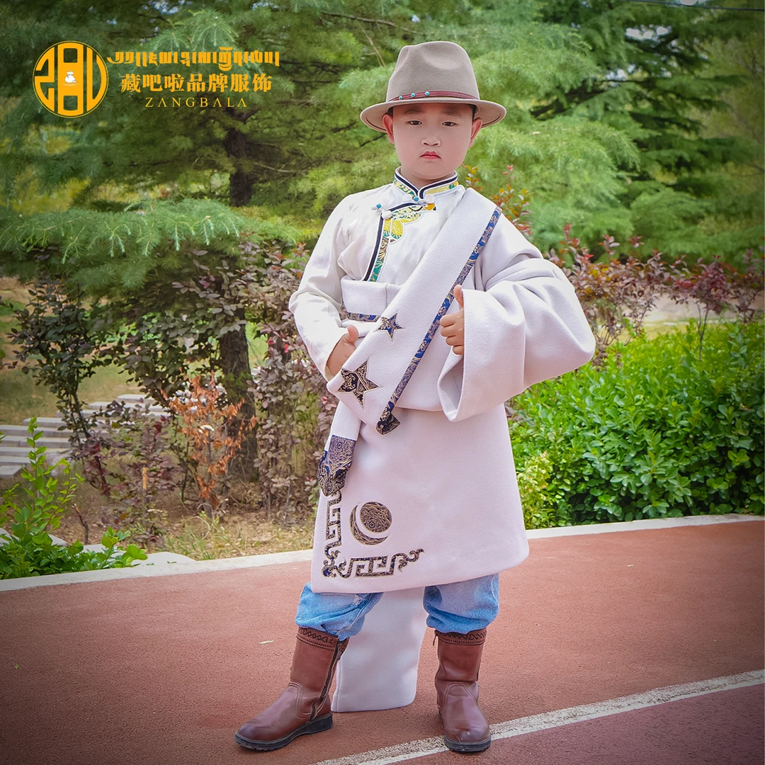 藏吧啦男孩高档安多星星藏袍儿童民族服饰男童秋冬新款中大童