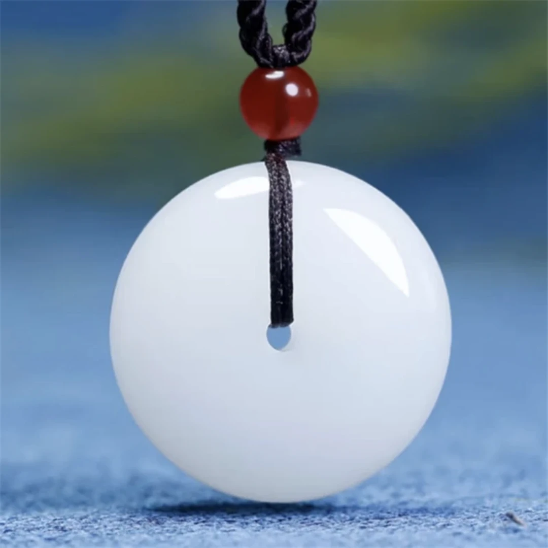 金丝玉气质素款白色平安扣卡25mm厚10mm时尚百搭情侣简约经典女款