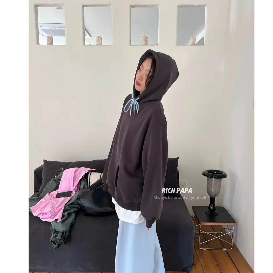 JIE+净色大版加绒卫衣44058