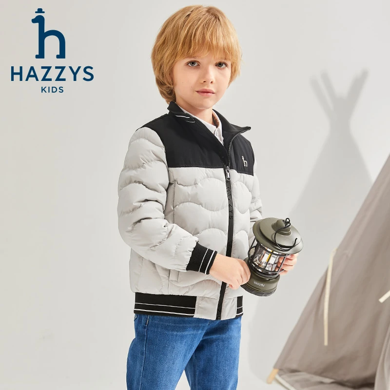 Hazzys/哈吉斯品牌童装男童羽绒服简洁款保暖冬季中大童休闲时尚