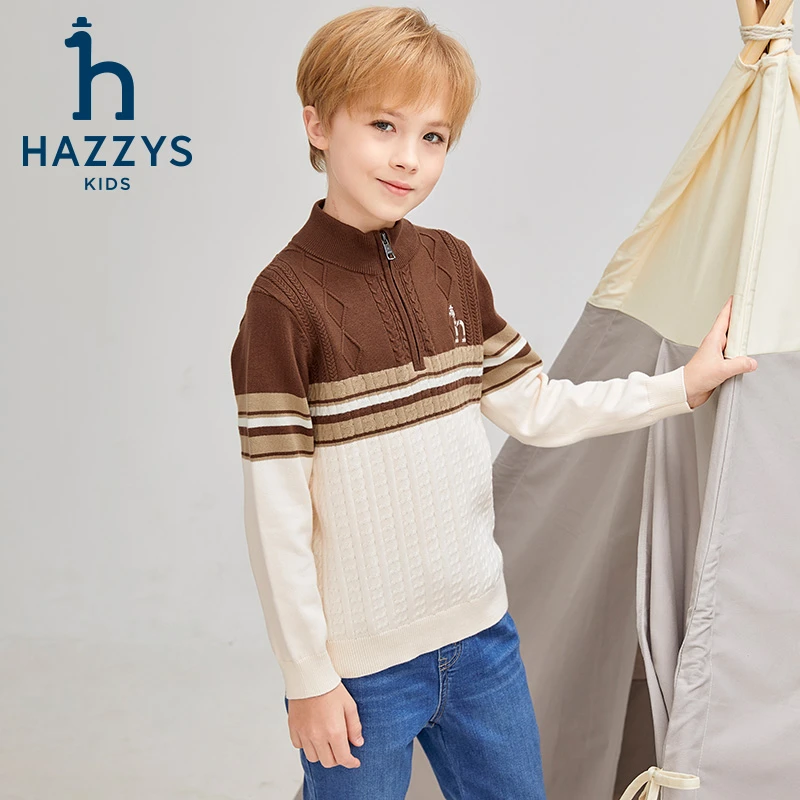 Hazzys/哈吉斯品牌童装【暖冬】男童线衣套头毛衣秋冬时尚简约保暖