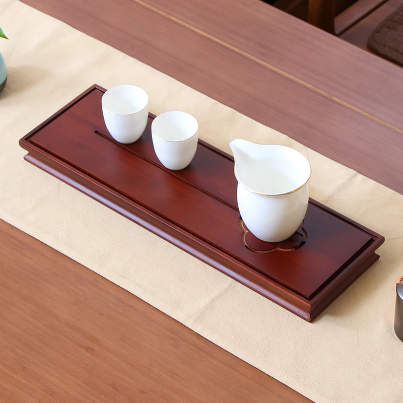 微瑕小知趣深色 家用简约轻奢小型竹制杯托盘