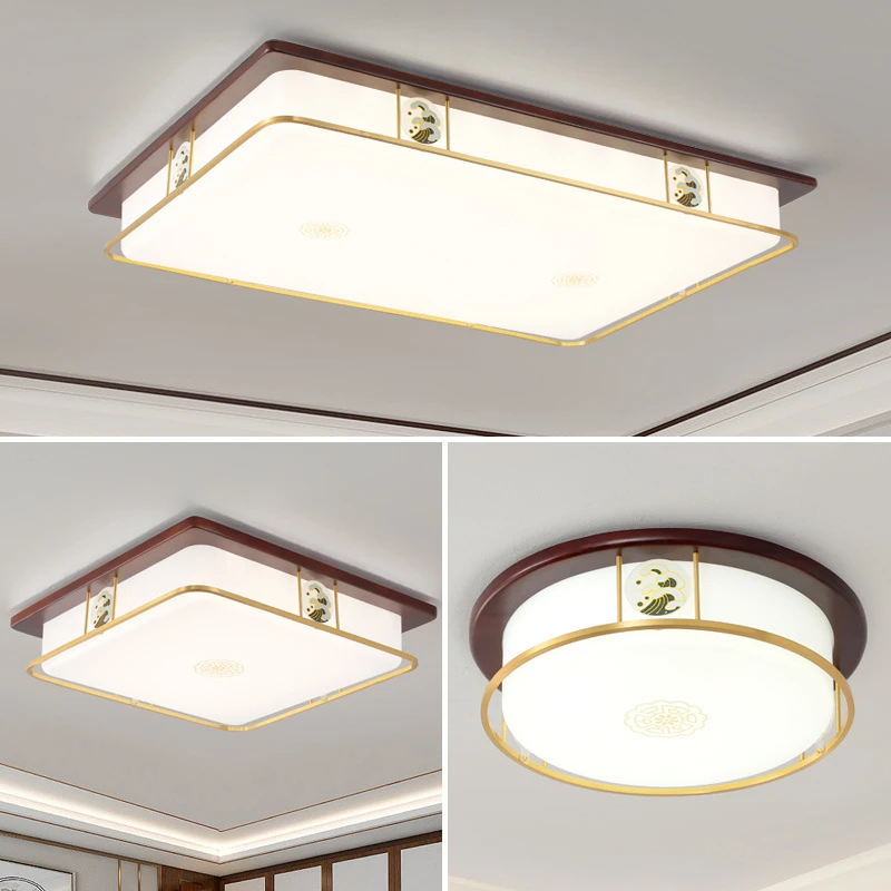 新中式全铜实木客厅灯餐厅灯卧室灯中式吸顶灯