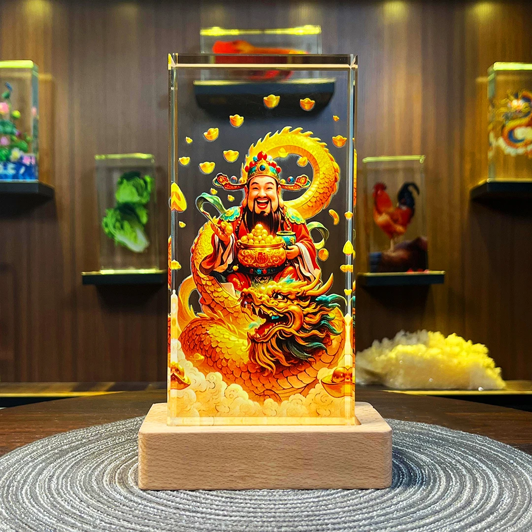 【龙财神】水晶摆件观赏造景当代人造水晶艺术品精美创意摆件