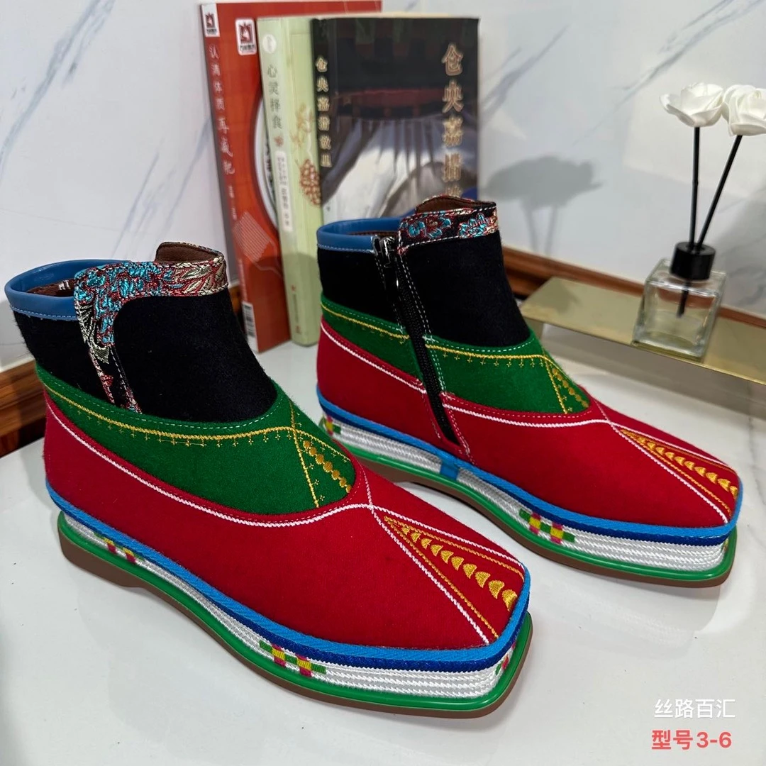 3-6藏式松巴拉姆靴子搭配藏装青海西藏甘孜包邮