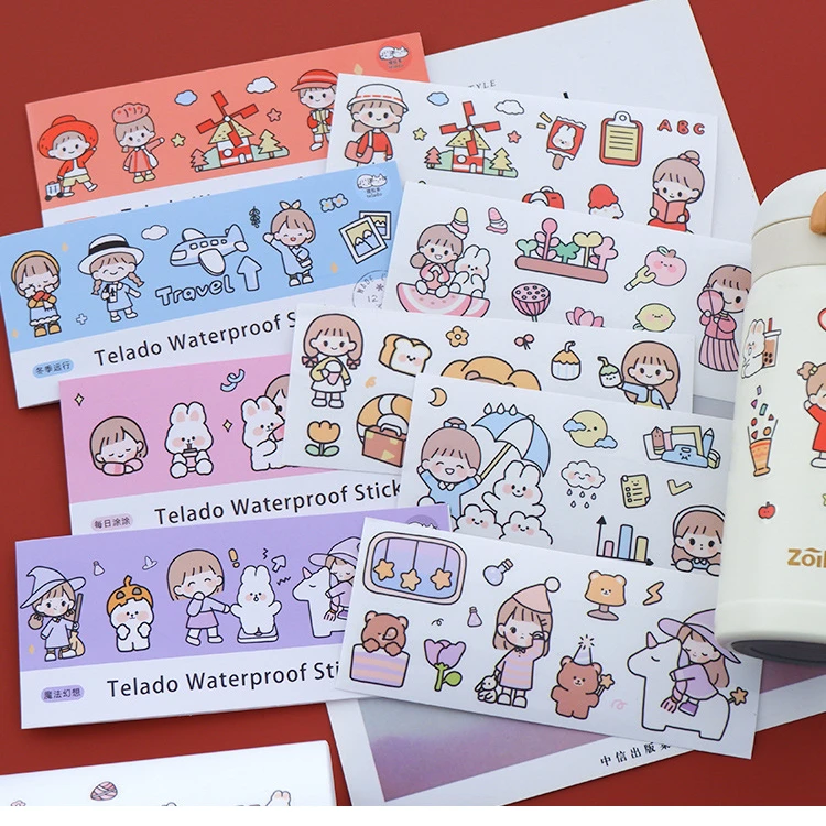 提拉多奶油兔日记可爱手账防水PET贴纸ins风保温杯少女手帐小图案