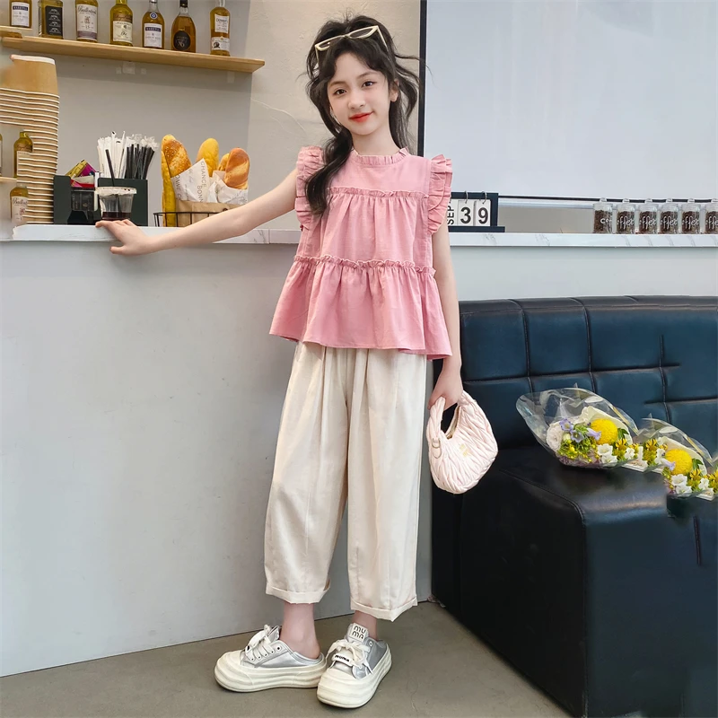 女童夏装套装6-12岁新款儿童韩版洋气夏季时尚甜美两件套娃娃衫
