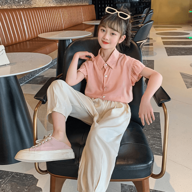 女童套装夏装2024新款儿童韩版洋气网红中大童夏季薄款两件套12岁