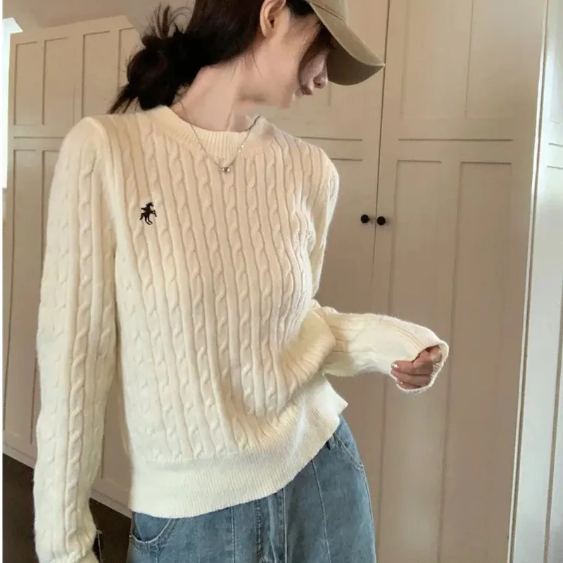 现货】洋气麻花毛衣春秋冬新款针织打底衫时尚显瘦设计百搭长袖