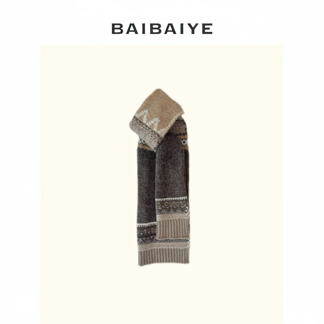 复古撞色围巾【BAIBAIYE】Z24FS308