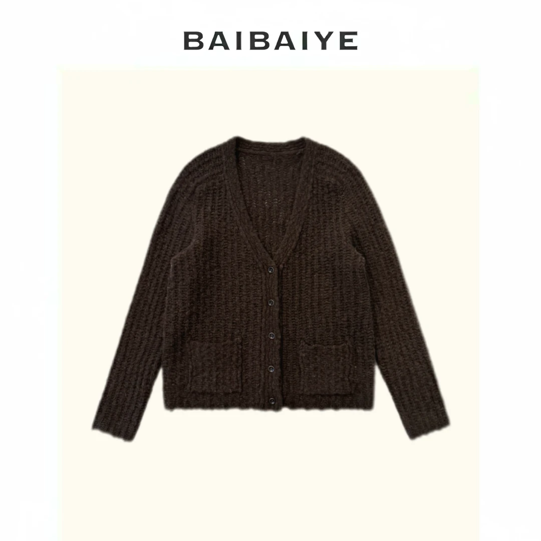 粗针羊毛混纺开衫【BAIBAIYE】Z24FD236