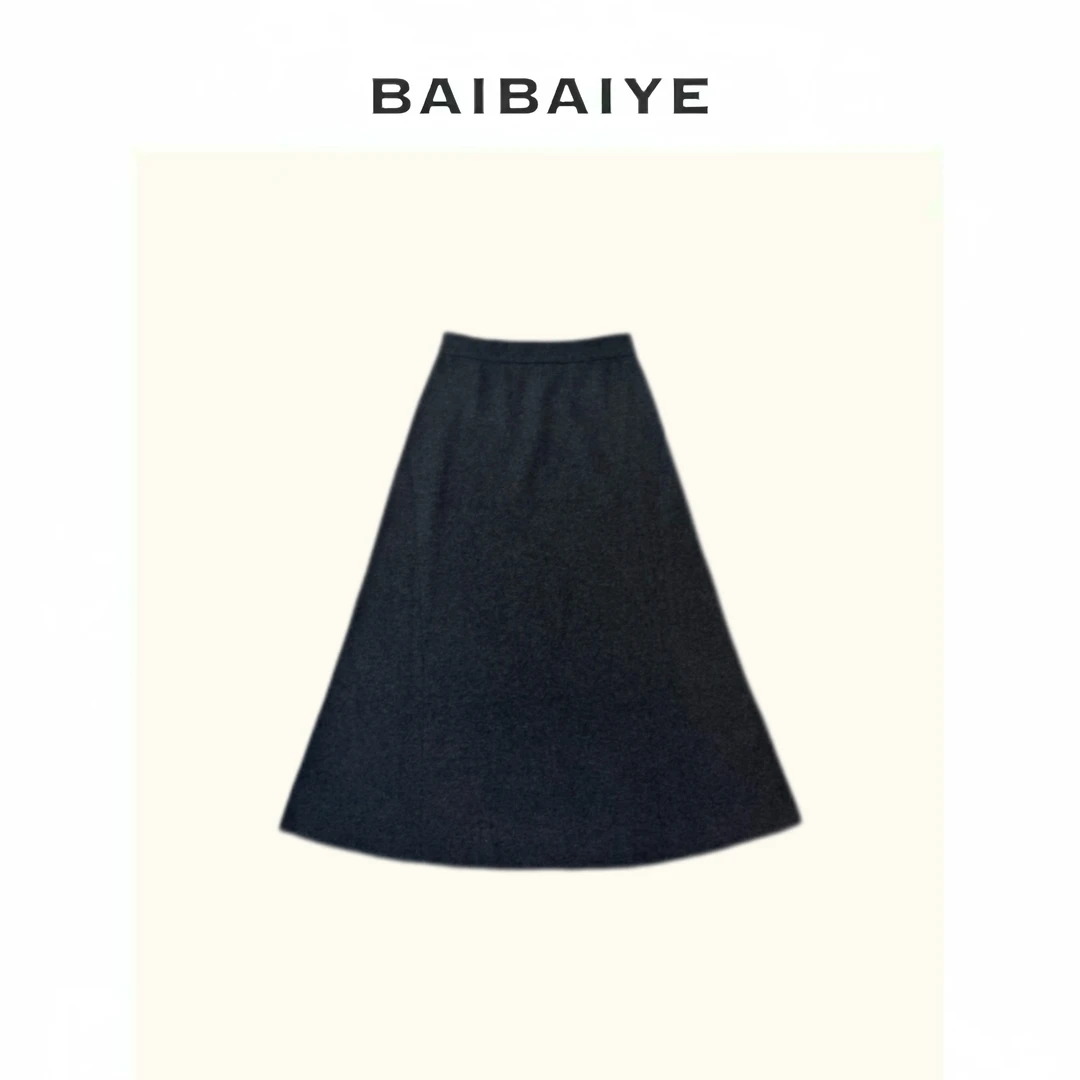 羊绒混纺A版显瘦中长针织半裙【BAIBAIYE】Z24FR321