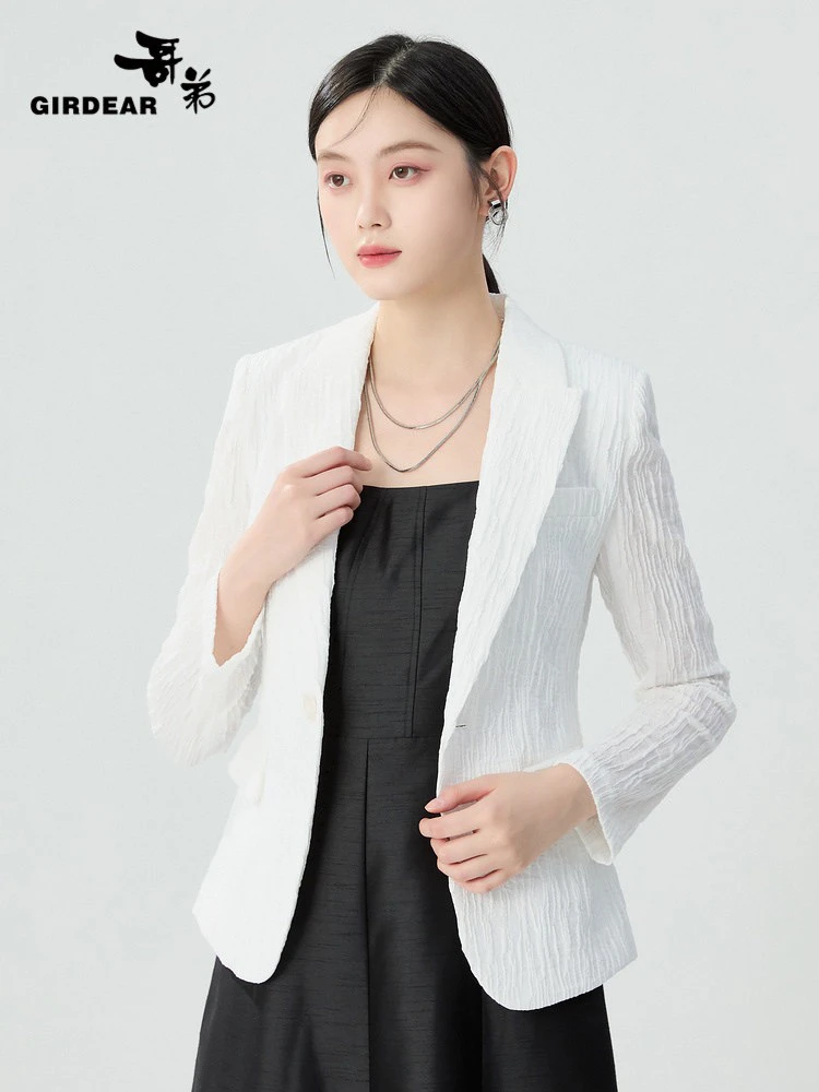 【官方正品】哥弟肌理感面料显瘦收腰通勤一粒扣西装外套1400757