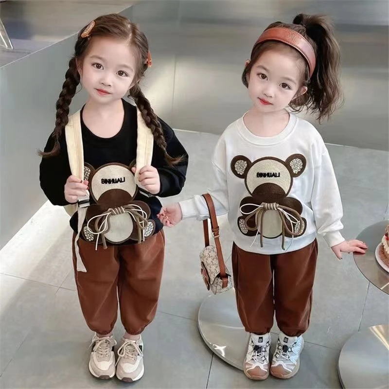 女童套装秋季2023新款儿童时髦洋气春秋卫衣宝宝时尚休闲运动衣服