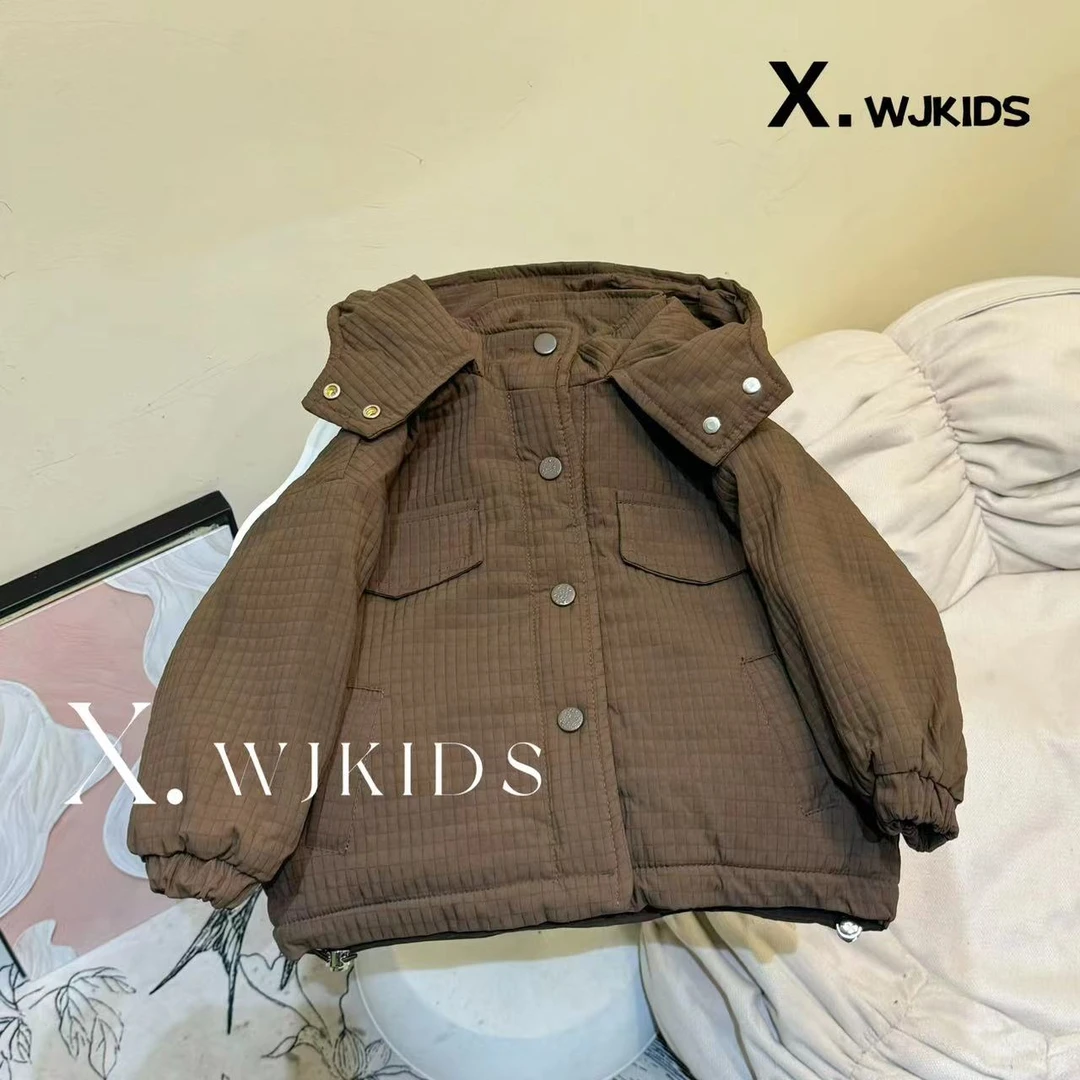 2025新款时尚儿童秋冬连帽棉衣男女童加厚中性韩版冬款棉服外套