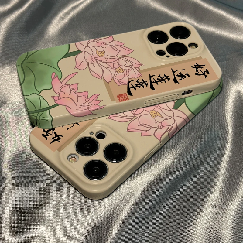 好运莲莲适用苹果华为vivooppo小米好运莲莲全屏亮面硬壳手机壳全
