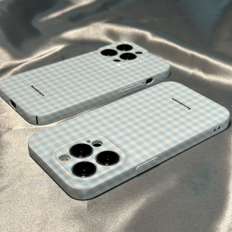 花格适用iPhone14/13promax手机壳苹果11/12亮面8p全包套xr手机壳