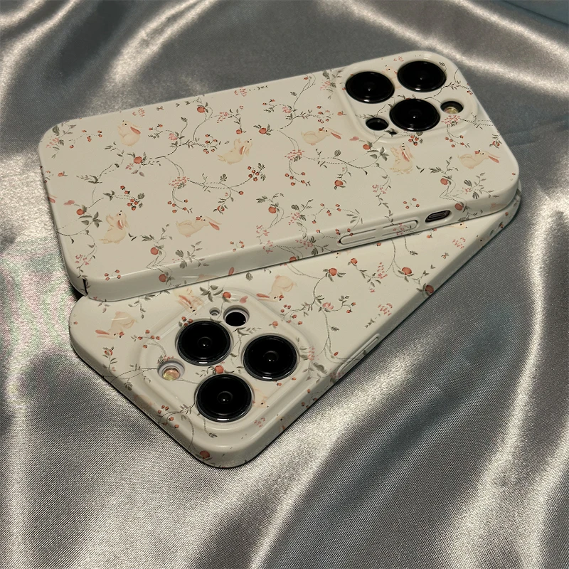 小碎花兔子菲林壳适用iPhone14promax中国风13pro新手机壳手机壳