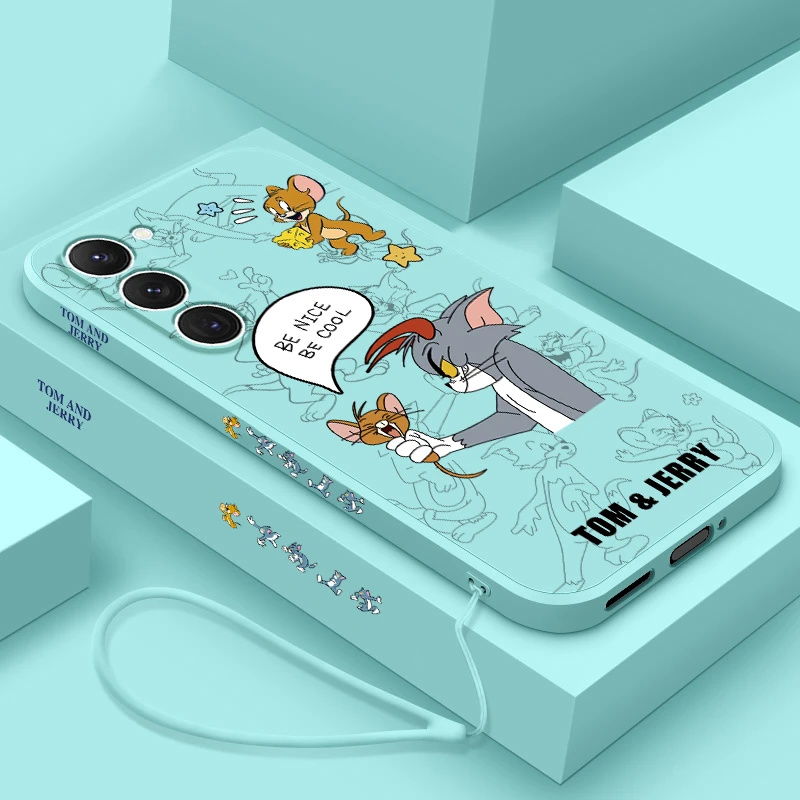 三星s23fe手机壳新款galaxys23fe防摔猫和老鼠SM-S7110男液态硅胶