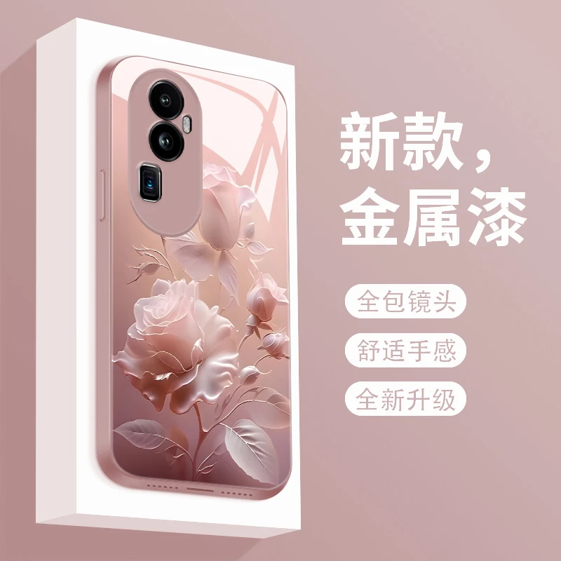雾色玫瑰opporeno10手机壳新款opporeno10pro十玻璃reno10pro+网