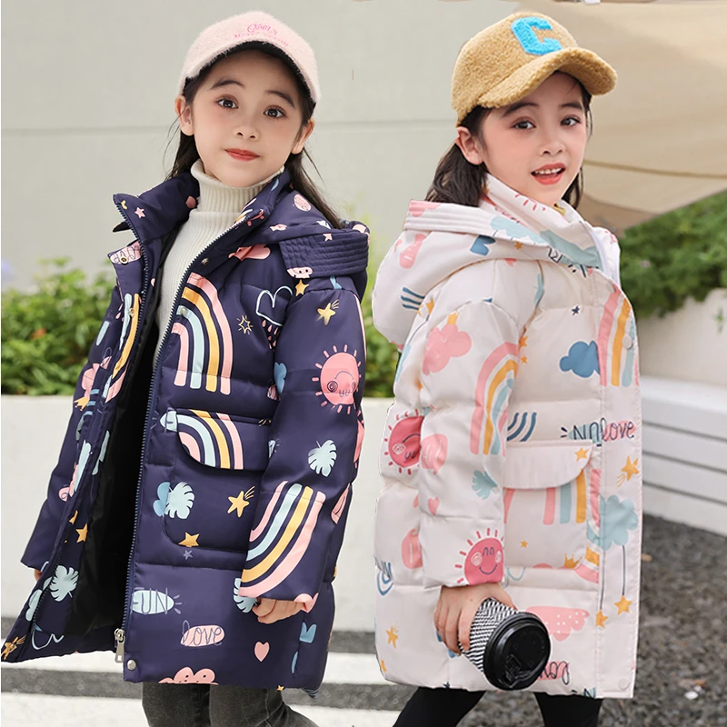 2025新款儿童羽绒服女童中长款加厚洋气白鸭绒冬季保暖宝宝外套