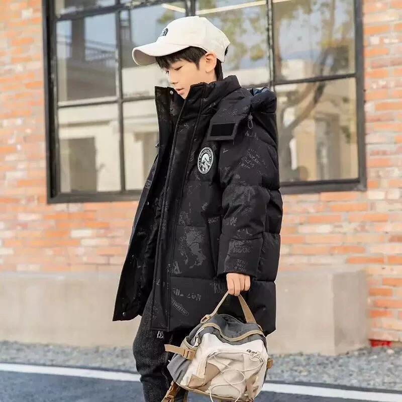 2025年新款童装羽绒服男童中长款冬季加厚洋气中大童男孩保暖外套