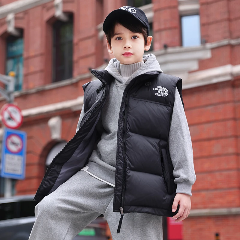 2025新款儿童白鸭绒羽绒马甲男童中大童加厚秋冬外穿女童坎肩潮