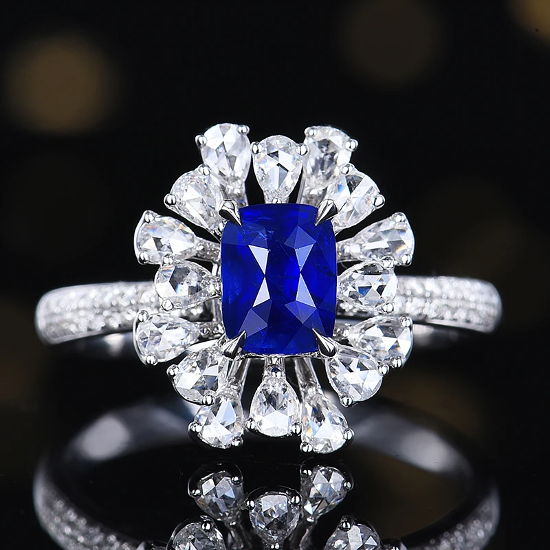 主石1.16克拉18K金GRC证书认证无烧天然蓝宝石戒指