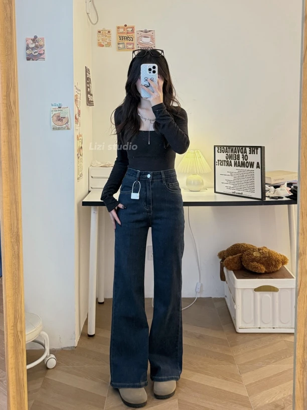 栗子不甜【蓝调】小个子定制直筒牛仔裤显高显瘦百搭窄版休闲裤