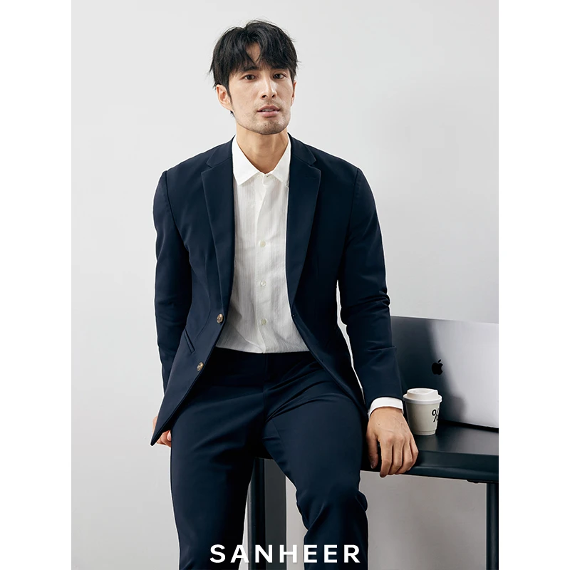SANHEER 通勤 防污高弹力抗皱面料 秋季男士修身单西西服 DAS222