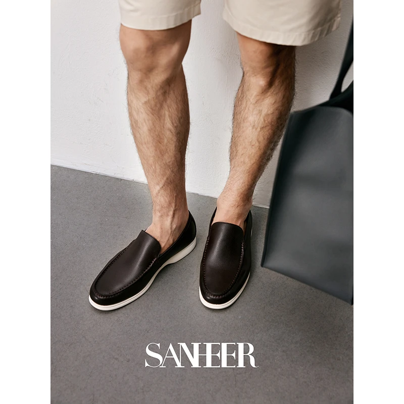 夏季商务通勤 高端荔枝纹头层牛皮 男士真皮乐福鞋休闲鞋 DES001