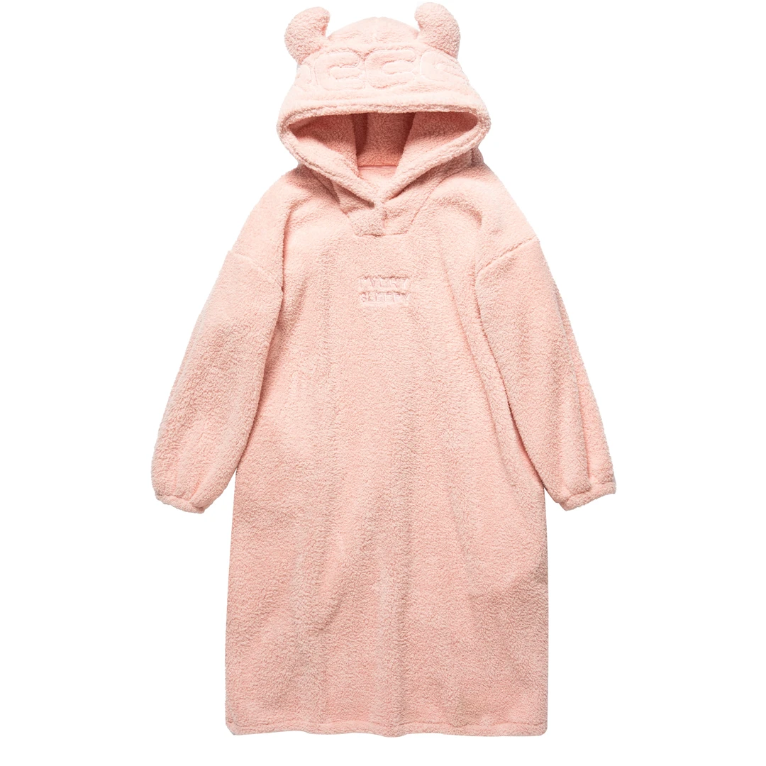 冬季女款小恶魔加厚家居服女冬情侣男女同款宽松超大睡袍LSZXX009