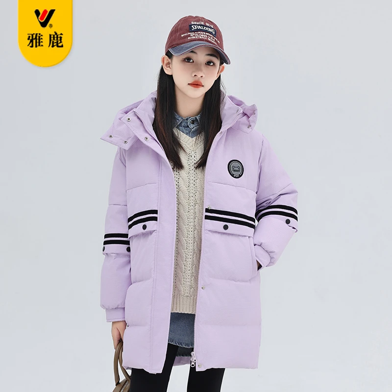 雅鹿儿童中长款羽绒服加厚男女童冬季新款中大童亲子装厚款DY2023