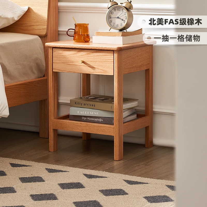 原始原素全实木床头柜现代简约卧室收纳柜北欧橡木储物边柜A5023