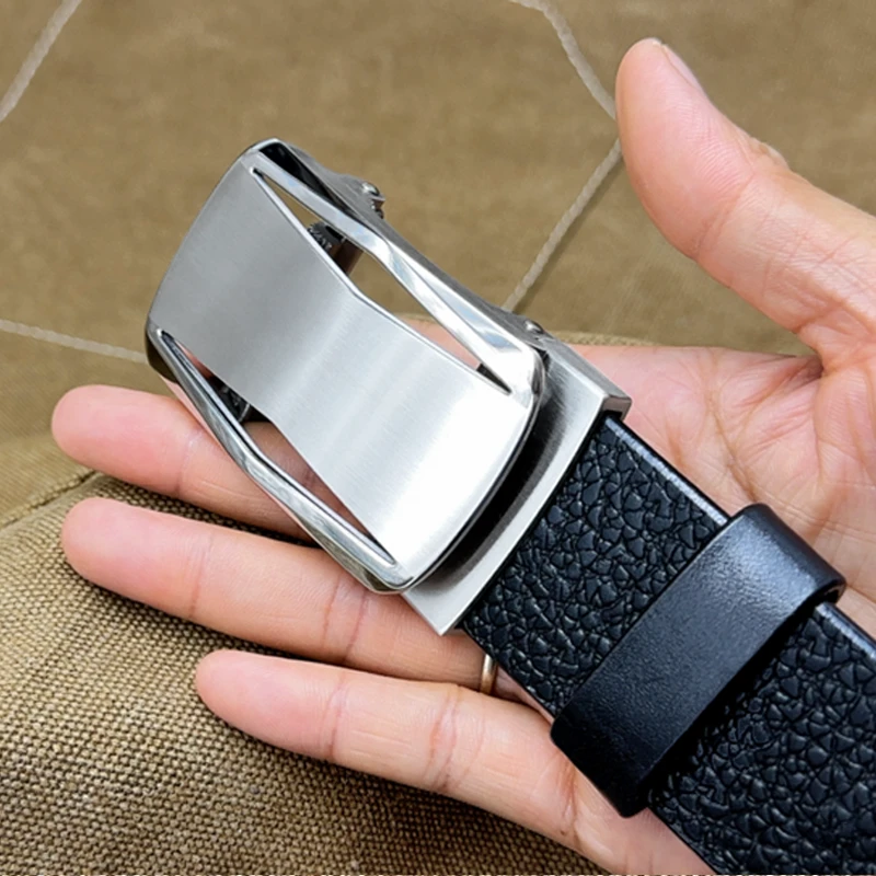 新品真牛皮皮带手工真皮腰带头层牛皮男士自动扣商务百搭裤腰带款