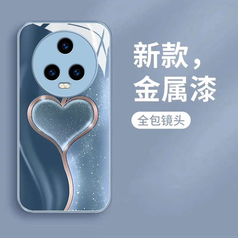 【荣耀Magic5】爱心网红金属漆玻璃手机壳 时尚轻薄防摔刮