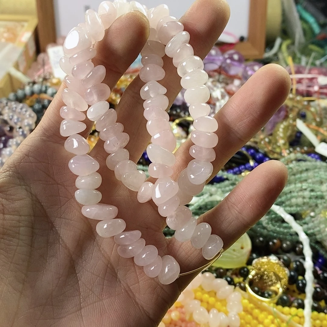 玛瑙/玉髓珠宝半成品合金一条天然粉水晶不规则