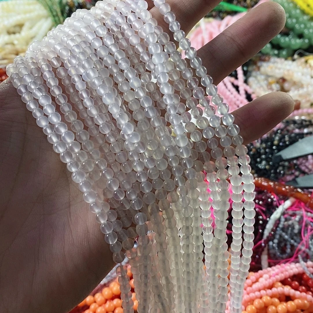 玛瑙/玉髓珠宝半成品合金一条天然荔枝冻玛瑙4mm