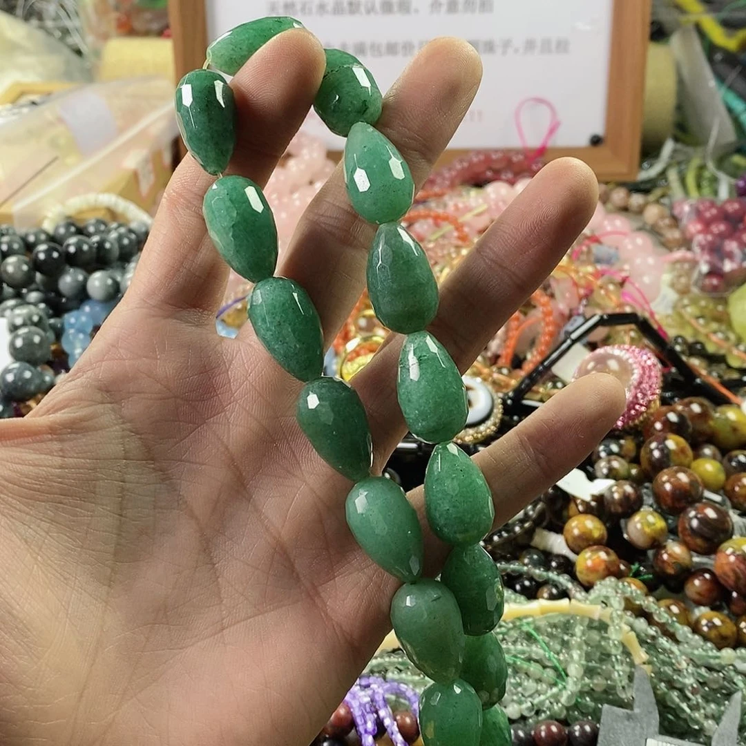 玛瑙/玉髓珠宝半成品合金一条12×21mm东岭玉切面水滴