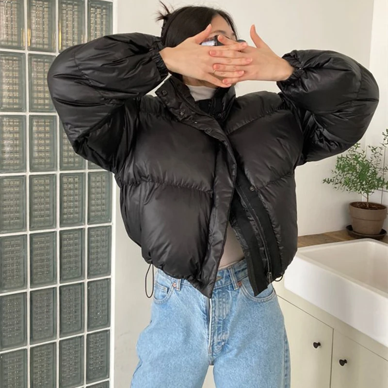 冬季韩国东大门慵懒风长袖短款白鸭绒羽绒服面包服女时尚小个子