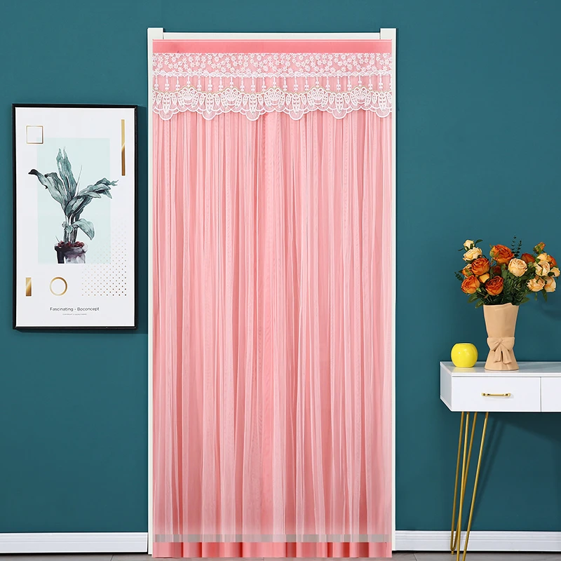 【珍珠】新款防蚊帘门帘隔断帘免打孔家用挡风不透人床头罩保护套