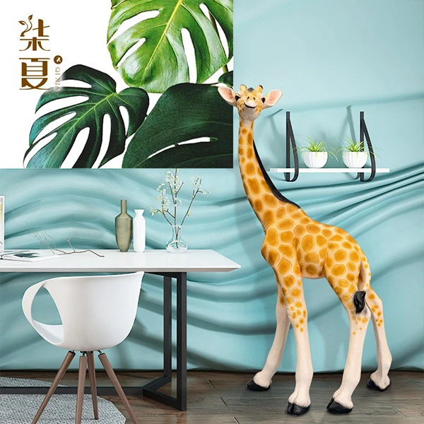 长颈鹿落地摆件长颈鹿斑马摆件乔迁送礼家居摆件网红打卡高端大气