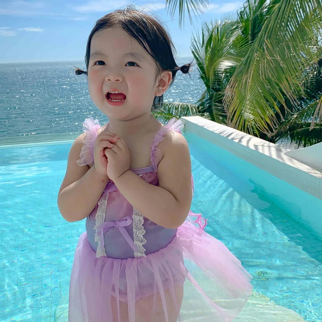 设计师原创高端设计夏季户外女童洋气织吊带泳衣3447