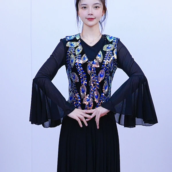 秋季新疆民族风金丝绒短款时尚百搭亮片树叶马甲