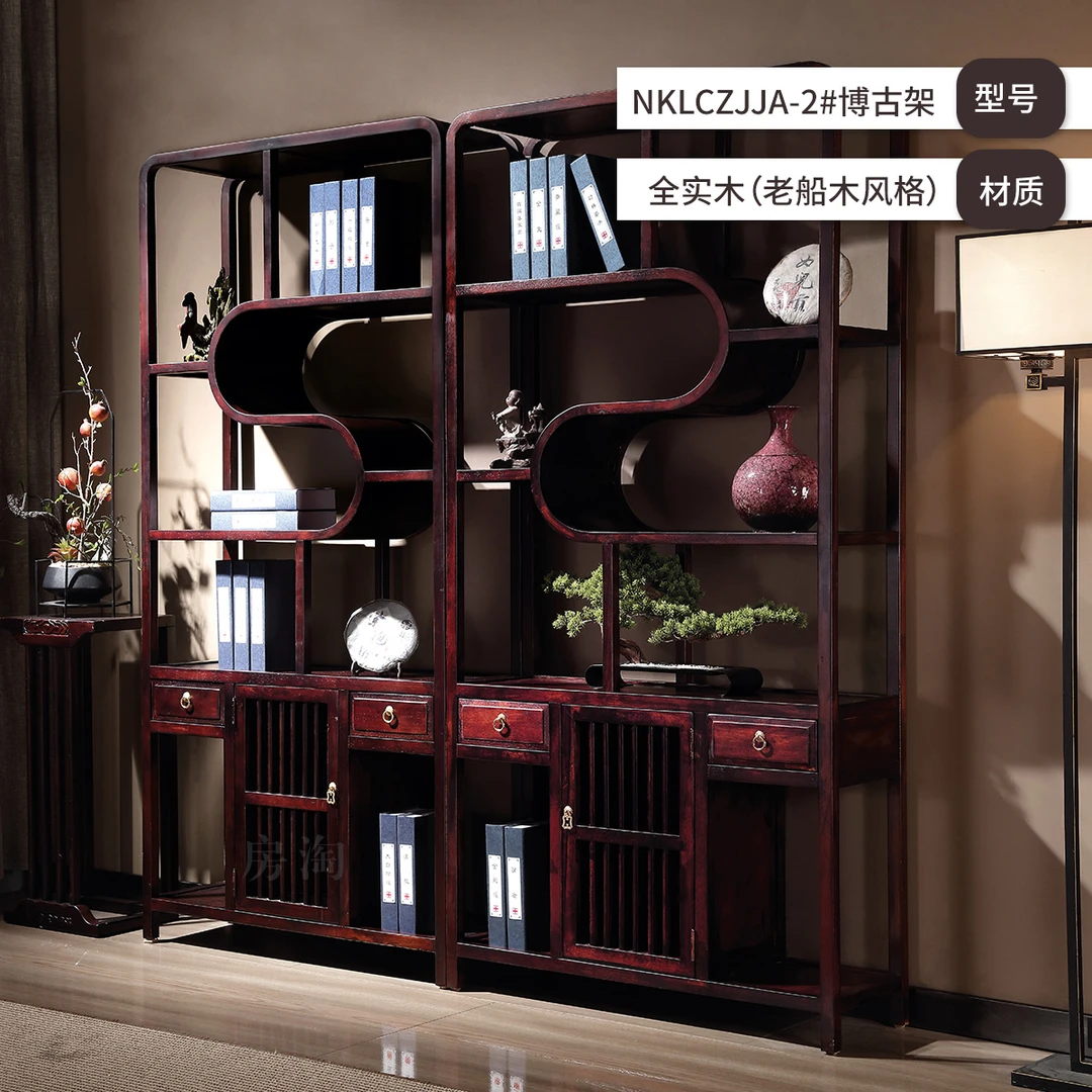 实木博古架新中式多宝阁酒柜客厅置物架玄关隔断架仿古书架展示柜