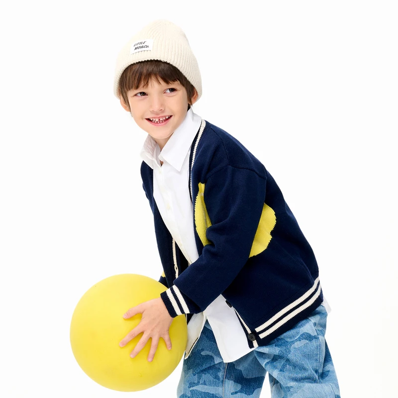 littlemoco童装新年款毛衣男女童绵羊毛开衫外套红色#KBC1CART01