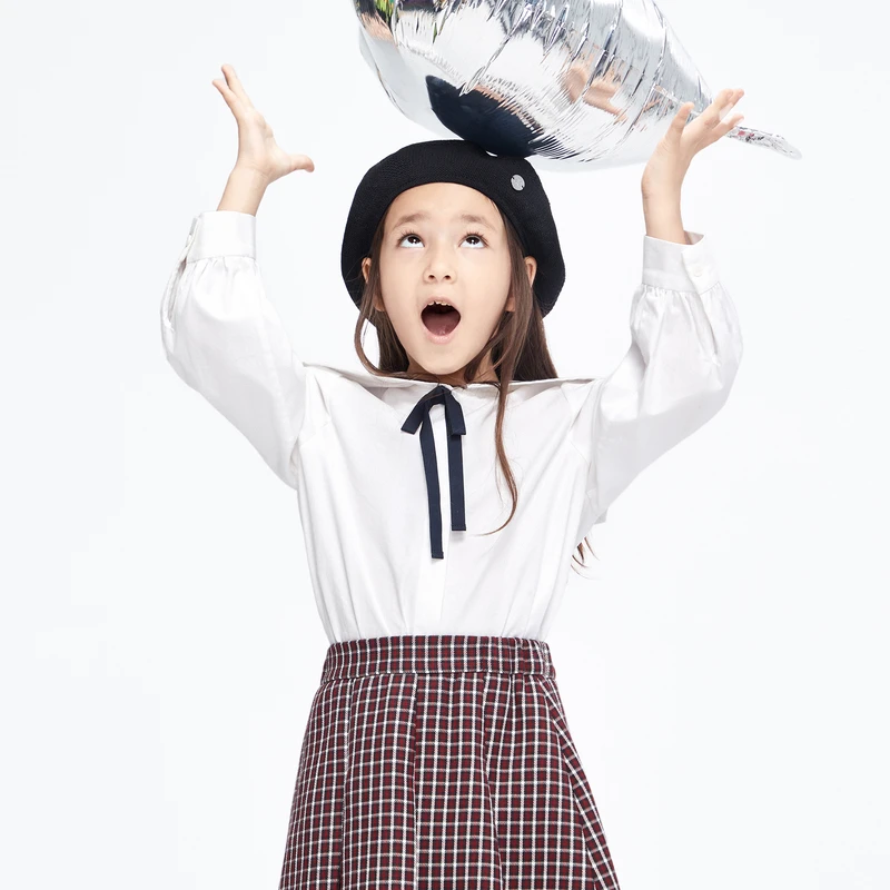 little moco童装23春装新款女童棉海军风长袖衬衫#KBC1SHT013